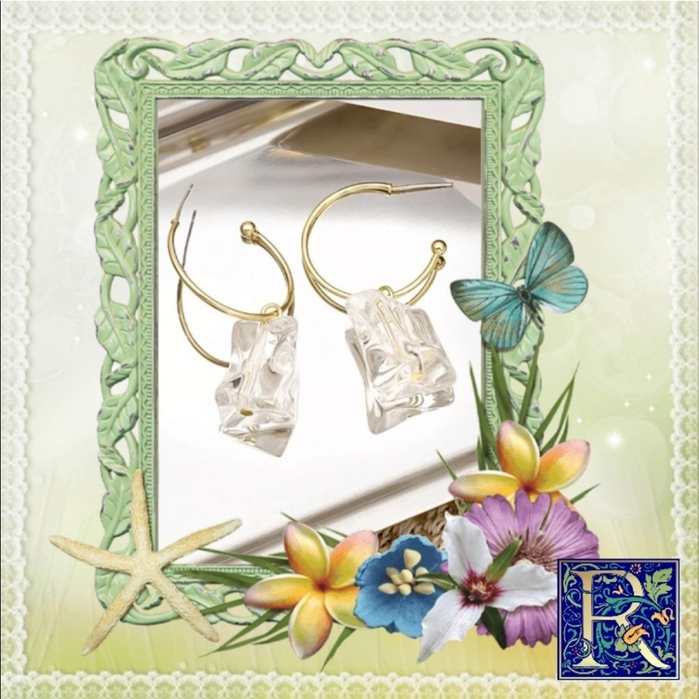 Geometric Ice Block Dangle Earring 🧊​ - Picture 2 of 4